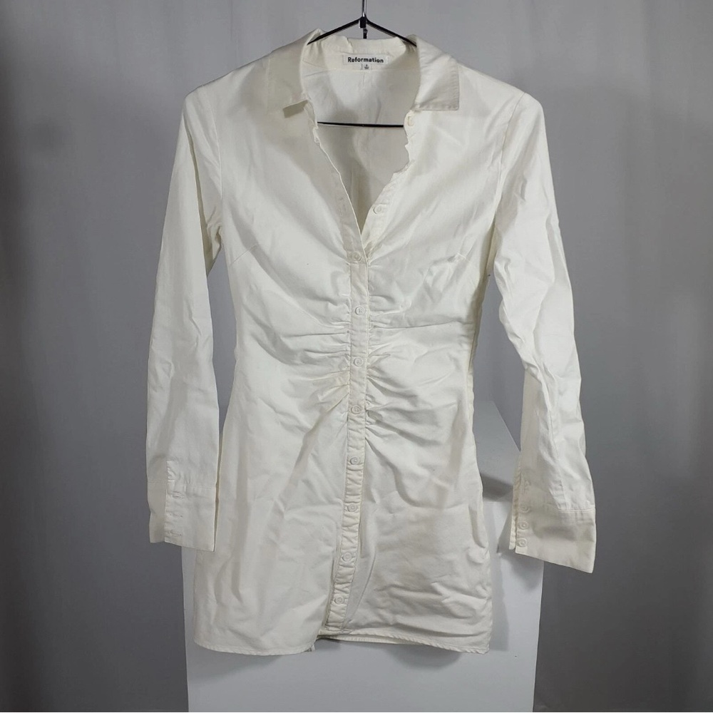 Reformation Vicki Cream Long Sleeve Dress - Picture 2 of 3